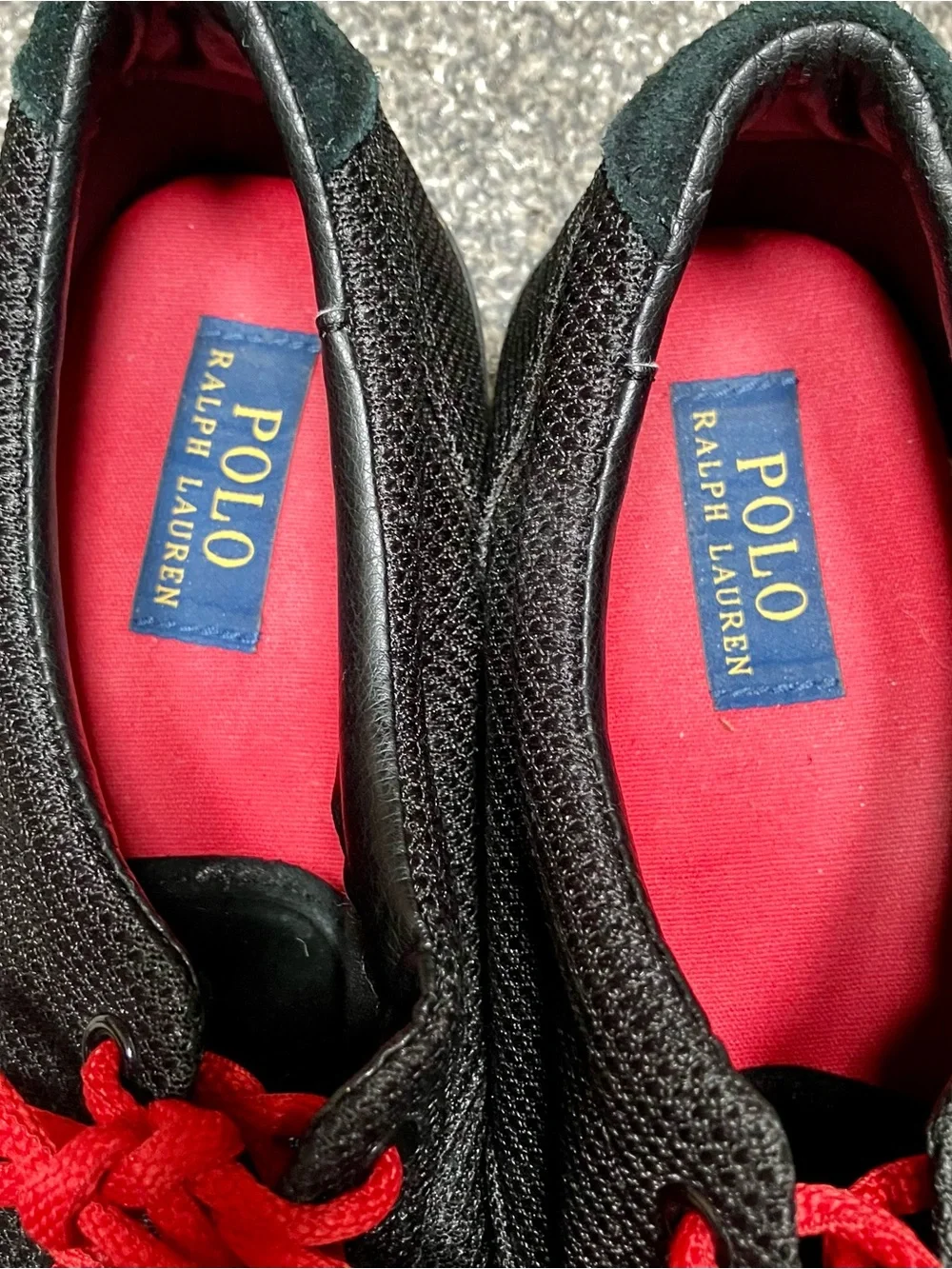 Polo Ralph Lauren Men’s Vaughn Black Red Sneakers Shoes Size 11.5 11.5D